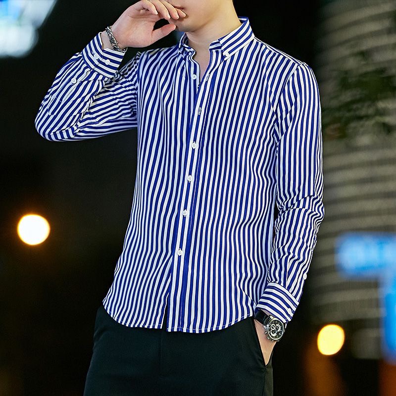 Áo sơ mi, áo sơ mi kẻ nam, kiểu dáng trẻ trung thời trang, phom áo trẻ, vải lụa mềm mịn mát
