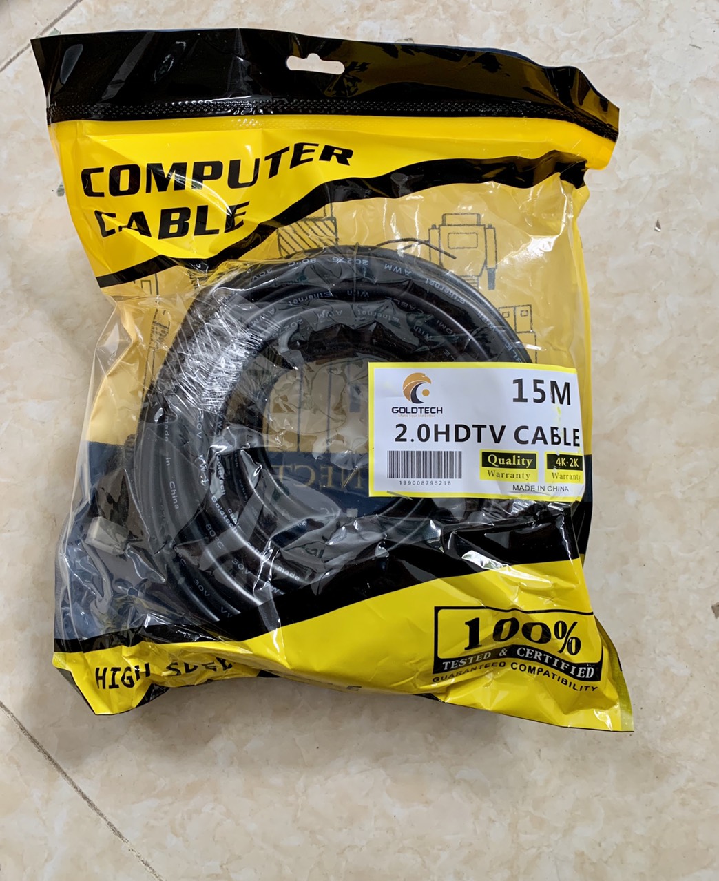 Dây cáp hdmi 10m tròn đen chuẩn kết nối - HDMI GOLDTECH 10M