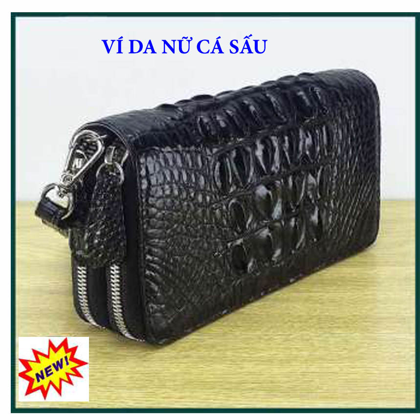 Bóp nữ da cá sấu - Size 19cm x 10 cm Bóp nữ da cá sấu Bảo hành 24 tháng - Ví da cá sấu nữ Ví thời trang nữ da cá sấu