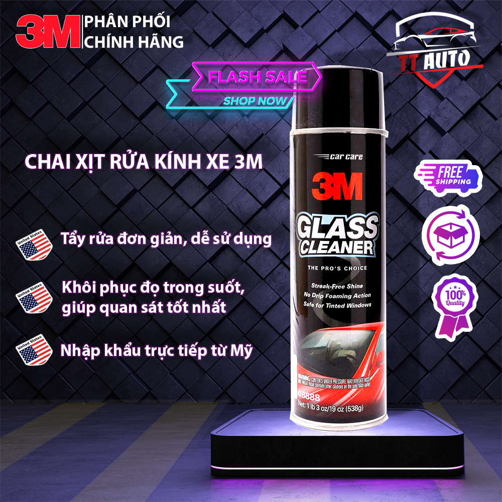 Hcm-dung dịch vệ sinh - rửa kính ô tô 3m- 08888 - 473m l- glass cleaner