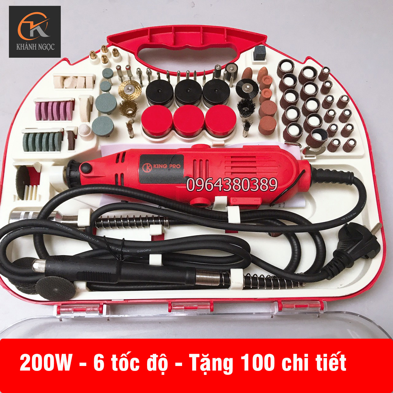 Bộ máy khoan mài cắt khắc mini đa năng sky 200w tặng 100 chi tiết điều chỉnh 6 tốc độ