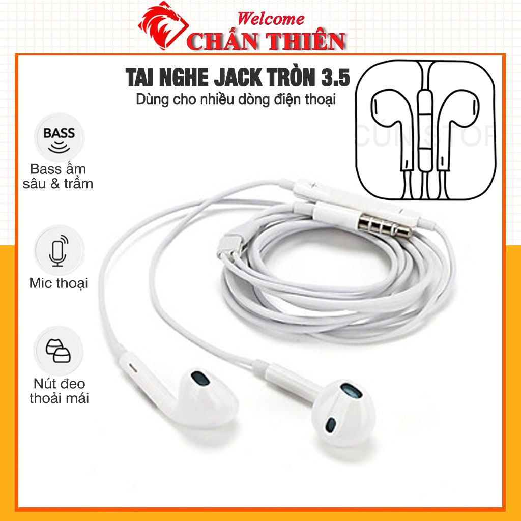 Tai nghe nhét tai Jack 3.5mm có dây chống ồn có mic tích hợp điều khiển âm lượng cho Oppo Samsung Sony Xiaomi iPhone