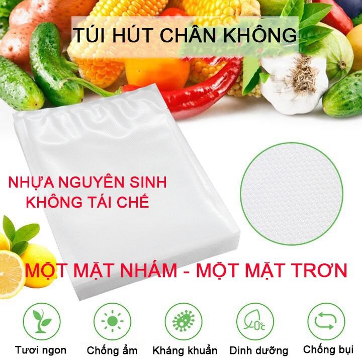 Bộ 50 túi hút chân không thực phẩm đủ kích thước, túi hút chân không 1 mặt nhám giá rẻ phù hợp với tất cả máy hút chân không