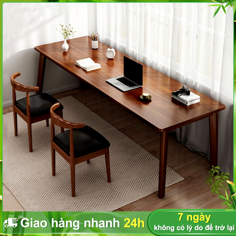 BOHO Bàn dài 1.6m đa năng Bàn làm việc gỗ phong cách bắc âu mặt gỗ MDF chân gỗ sồi tự nhiêu