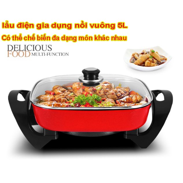 Nồi Lẩu Chảo Điện Vuông Cao Cấp-Đa Năng Siêu Tiện Dụng - Hàng Thái Lan Chất Lượng Cao- Chảo lẩu, nướng điện đa năng-BẢO HÀNH 12 THÁNG