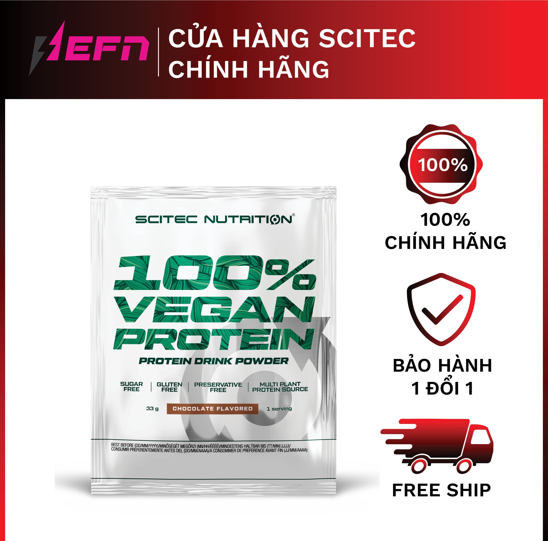 Sample protein combo 5 gói dùng thử - chính hãng - scitec nutrition vegan protein