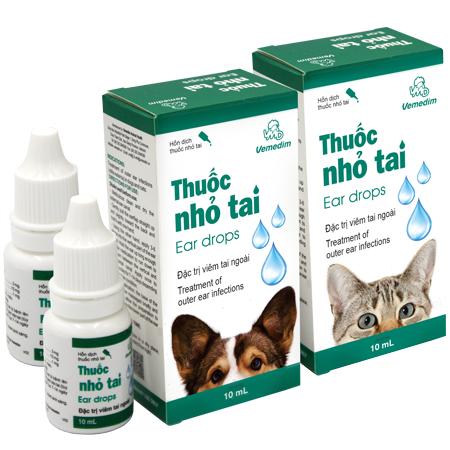 Nhỏ Tai Ear Drops - Dung dịch nhỏ tai Viêm Lổ Tai Hôi Tai Cho Chó Mèo- Vemedim thuốc nhỏ tai 10ml