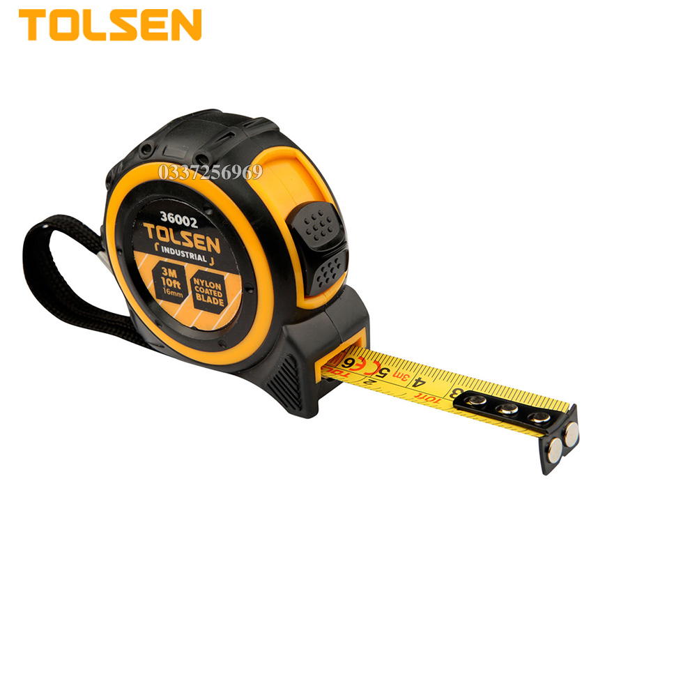 Thước cuộn công nghệp tolsen 36002 – size: 3m/10ft x 16mm - xuất khẩu thị trường châu âu sản phẩm chuyên dụng dùng để đo đạc