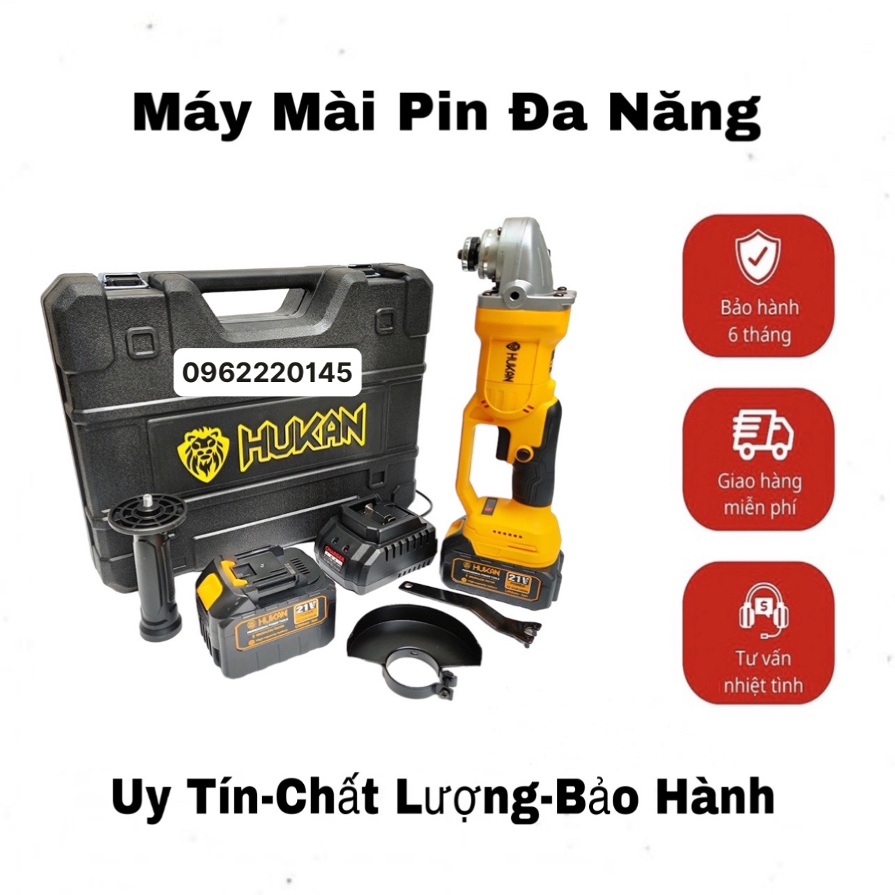Máy mài dùng pin không chổi than Hukan AG-BR99 - Máy cắt pin Hukan cao cấp bảo hành 12 tháng
