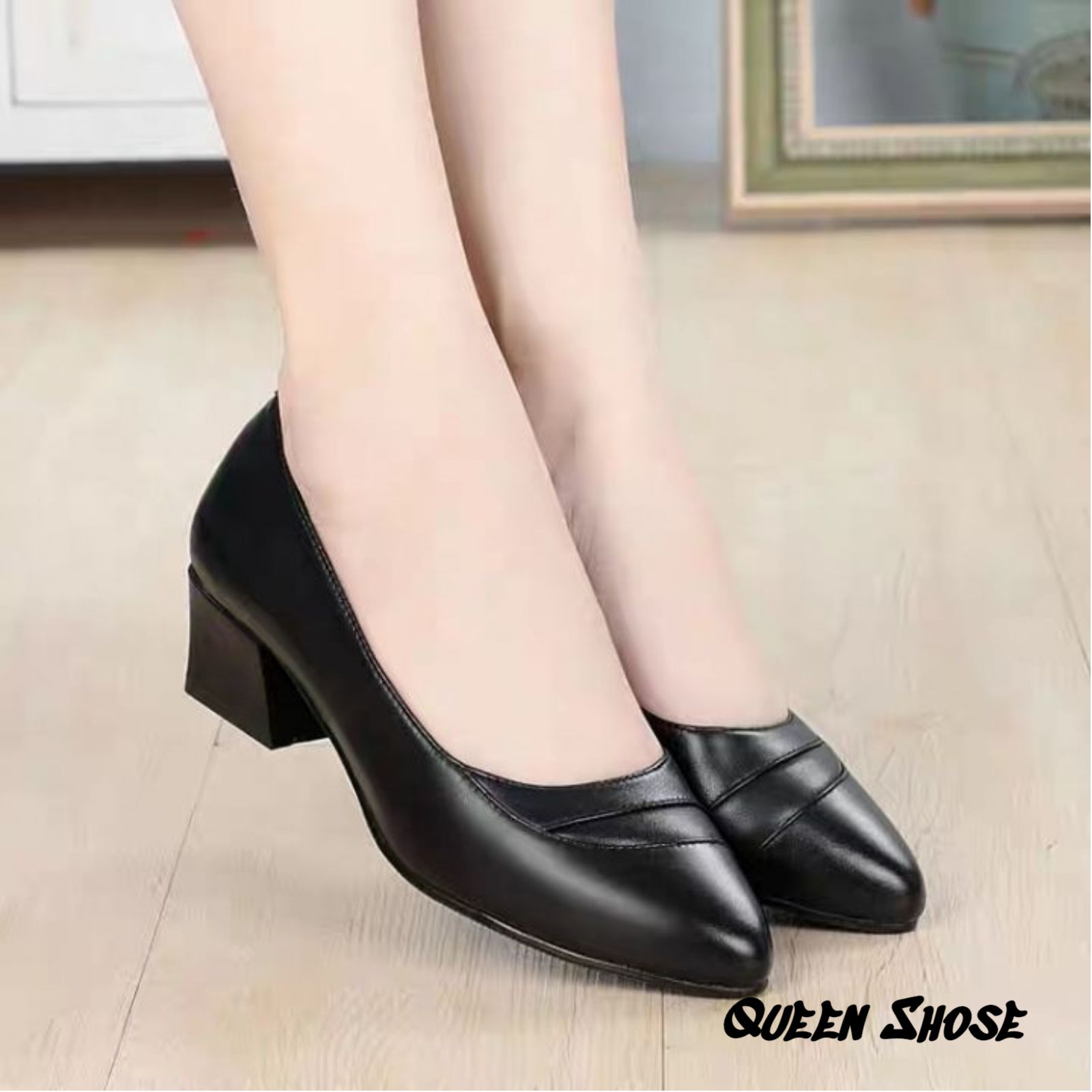 Giày búp bê nữ đế vuông 3cm -da lỳ cao cấp - Hàng VNXK