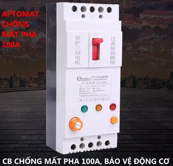 ATTOMAT CHỐNG MẤT PHA, MẤT DÂY TRUNG TÍNH, QUÁ TẢI, CHỐNG DÒ ĐIỆN BẢO VỆ ĐỘNG CƠ 3 PHA 380V