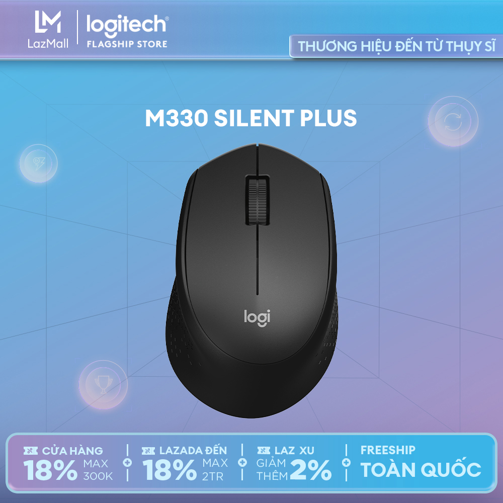 Chuột không dây logitech m330 silent plus giảm ồn 90% - usb 2.4ghz, phù hợp người thuận tay phải, pc/ laptop