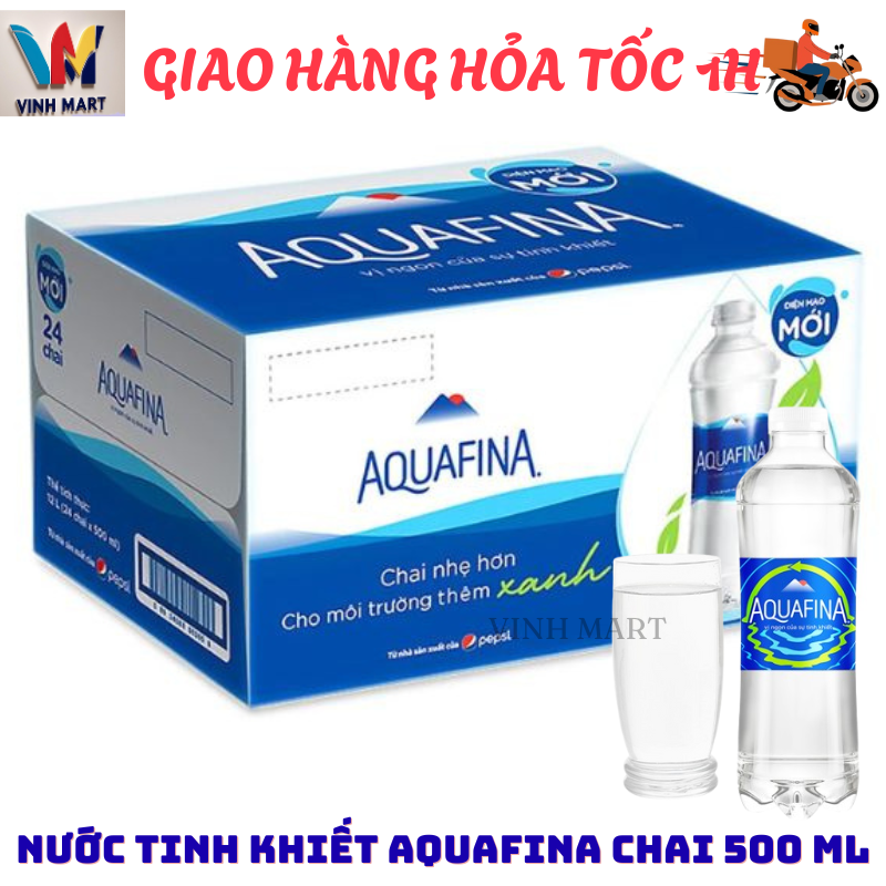 [ CHỈ GIAO CHO ĐƠN HỎA TỐC Ở HCM ] Nước Tinh Khiết AQUAFINA Thùng 24 Chai 500 Ml