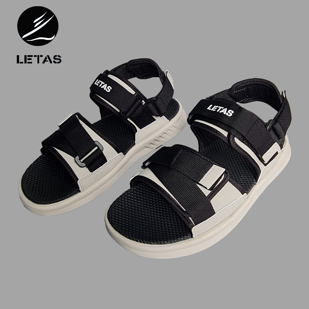 Sandal Nữ,Nam Cá Tính Letas D712 Đen Ghi