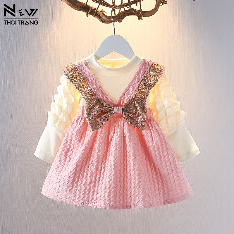 Đầm công chúa kết nơ ren cho bé gái - new thoi trang