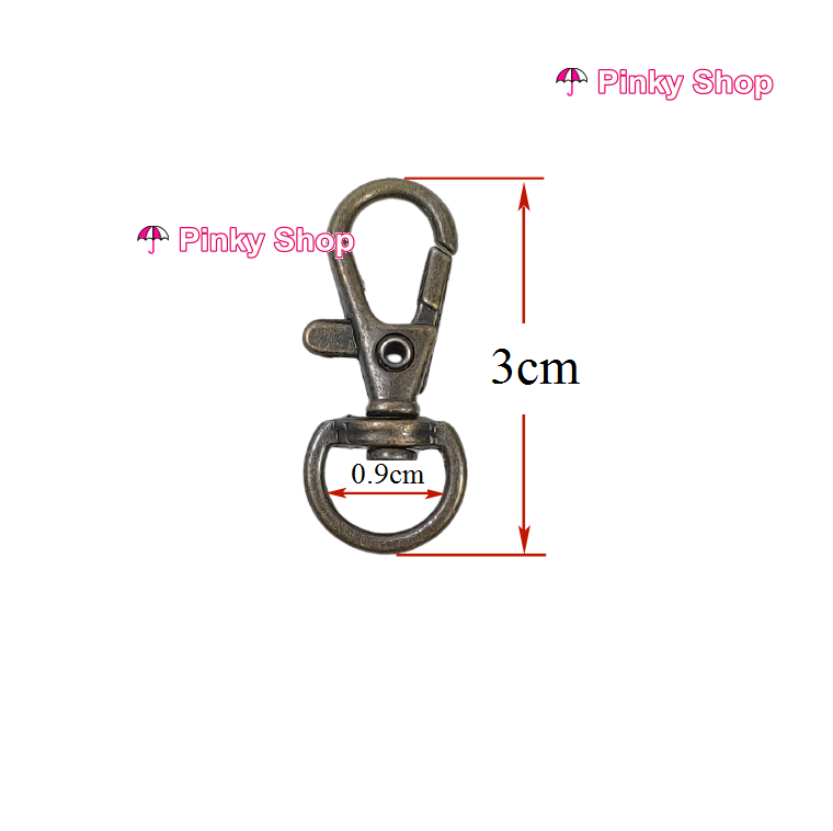 Móc càng cua khóa càng cua màu đồng giả cổ 3cm làm phụ kiện túi xách Pinky Shop