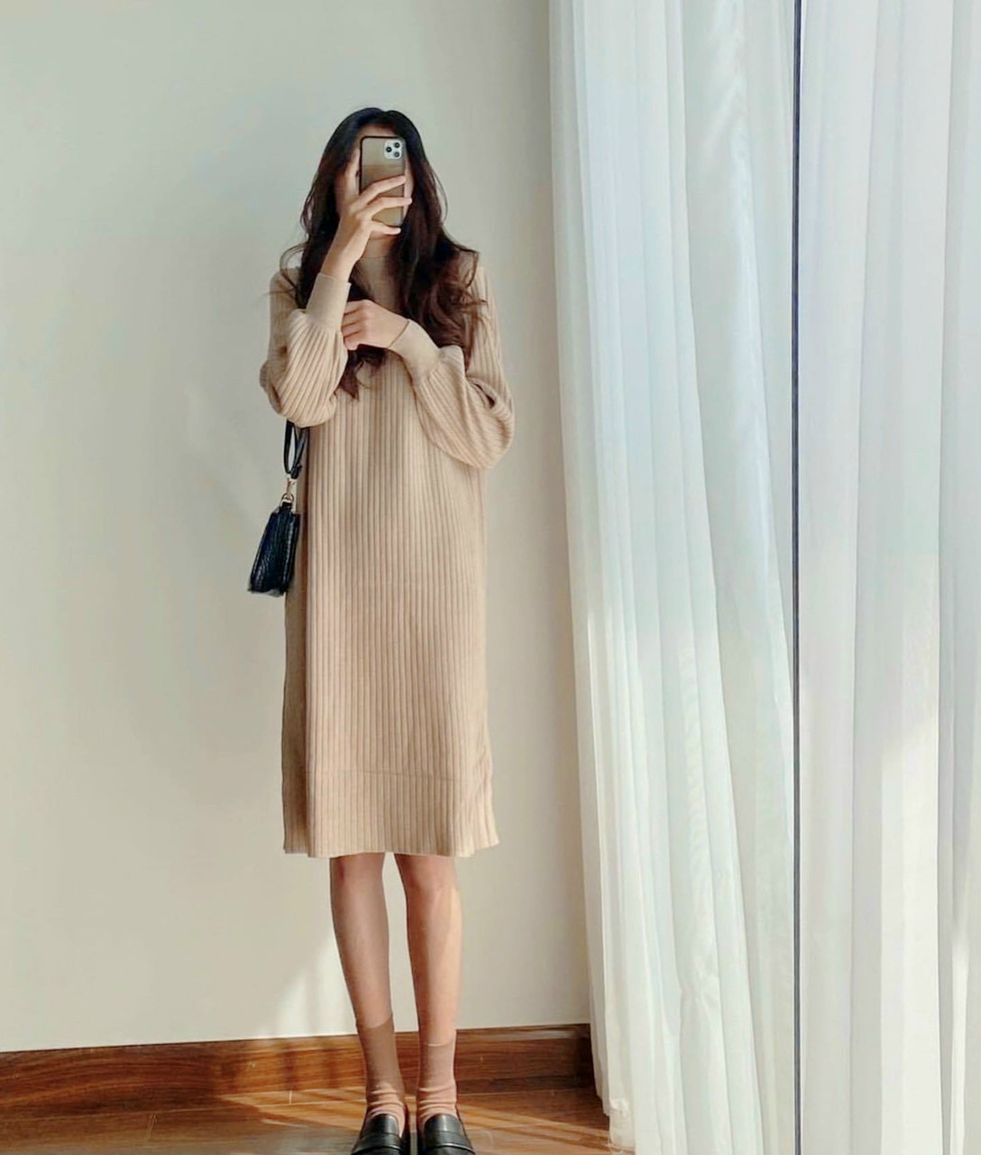 Đầm gân đũa dáng xuông