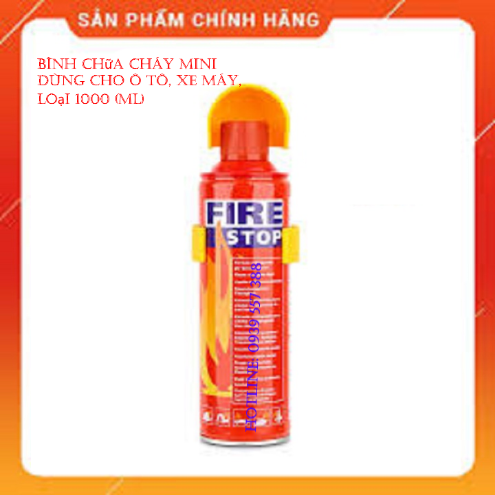 Bình cứu hỏa mini, bình chữa cháy mini ô tô, xe máy 1000ml