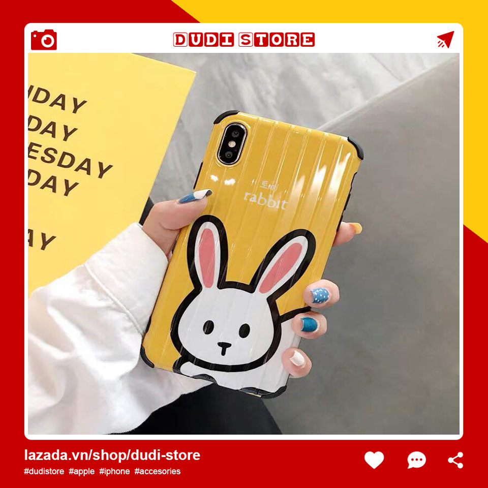 Case Ốp lưng Vali Silicon mềm hình thỏ rabbit dành cho điện thoại iphone 6 6 plus 6s 6s plus 7 7 plus 8 8 plus X Xs Xs Max Dudi Store