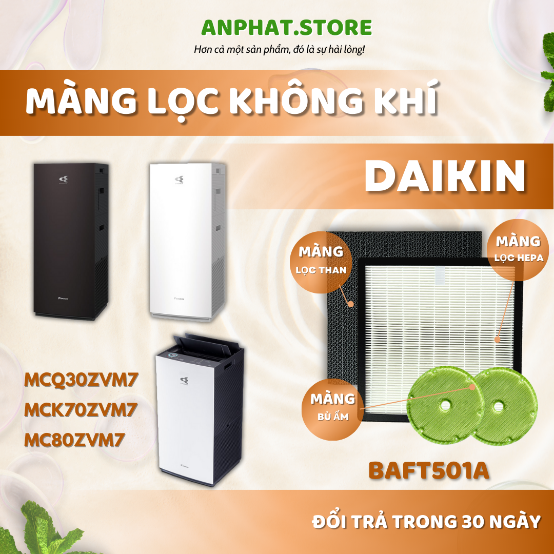 Màng lọc không khí Daikin: MCQ30ZVM7, MCK70ZVM7, MC80ZVM7,.. màng lọc Hepa, màng lọc than hoạt tính, màng bù ẩm