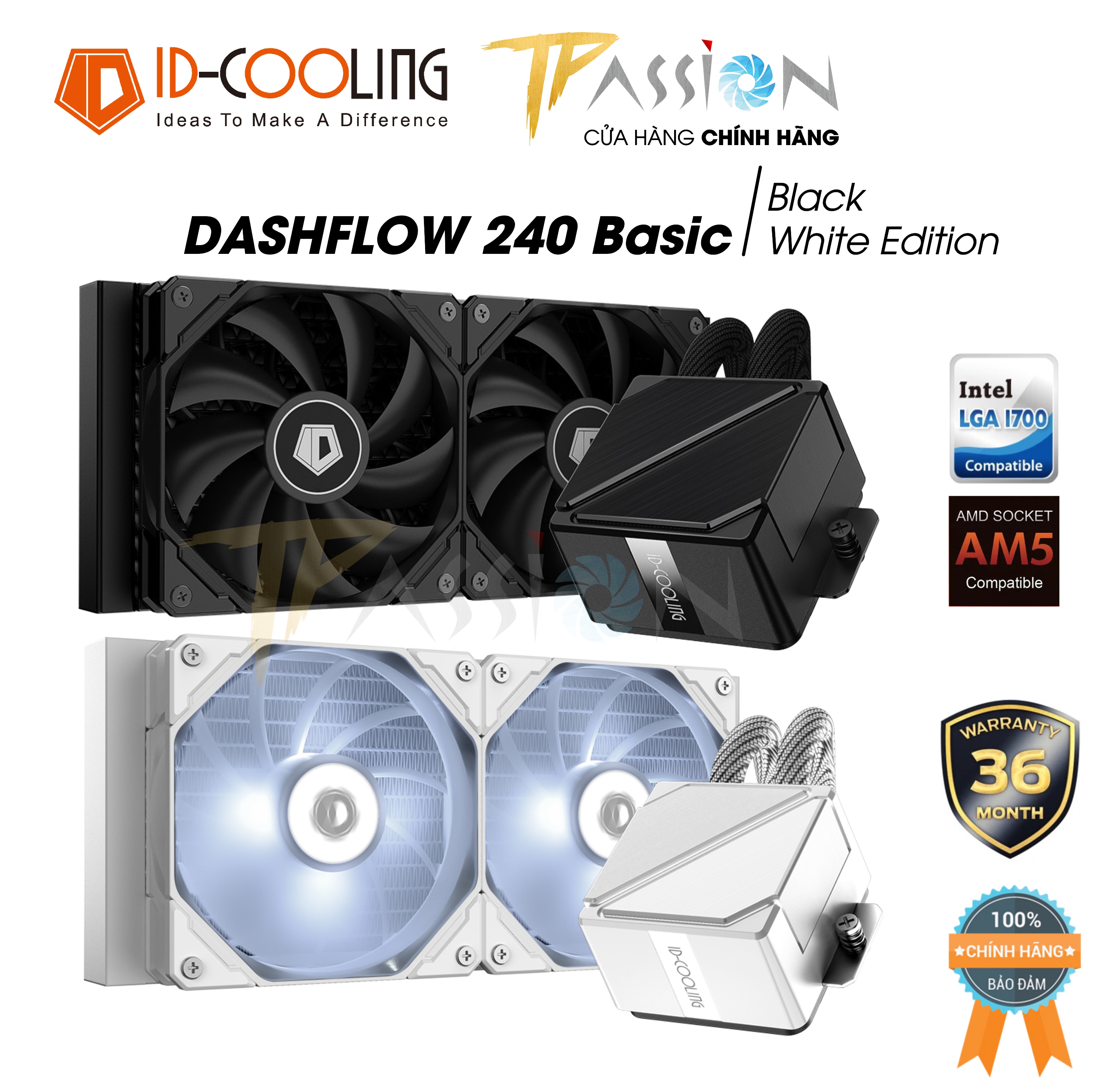 Tản nhiệt nước cpu aio id-cooling dashflow 240 basic | white - chính hãng