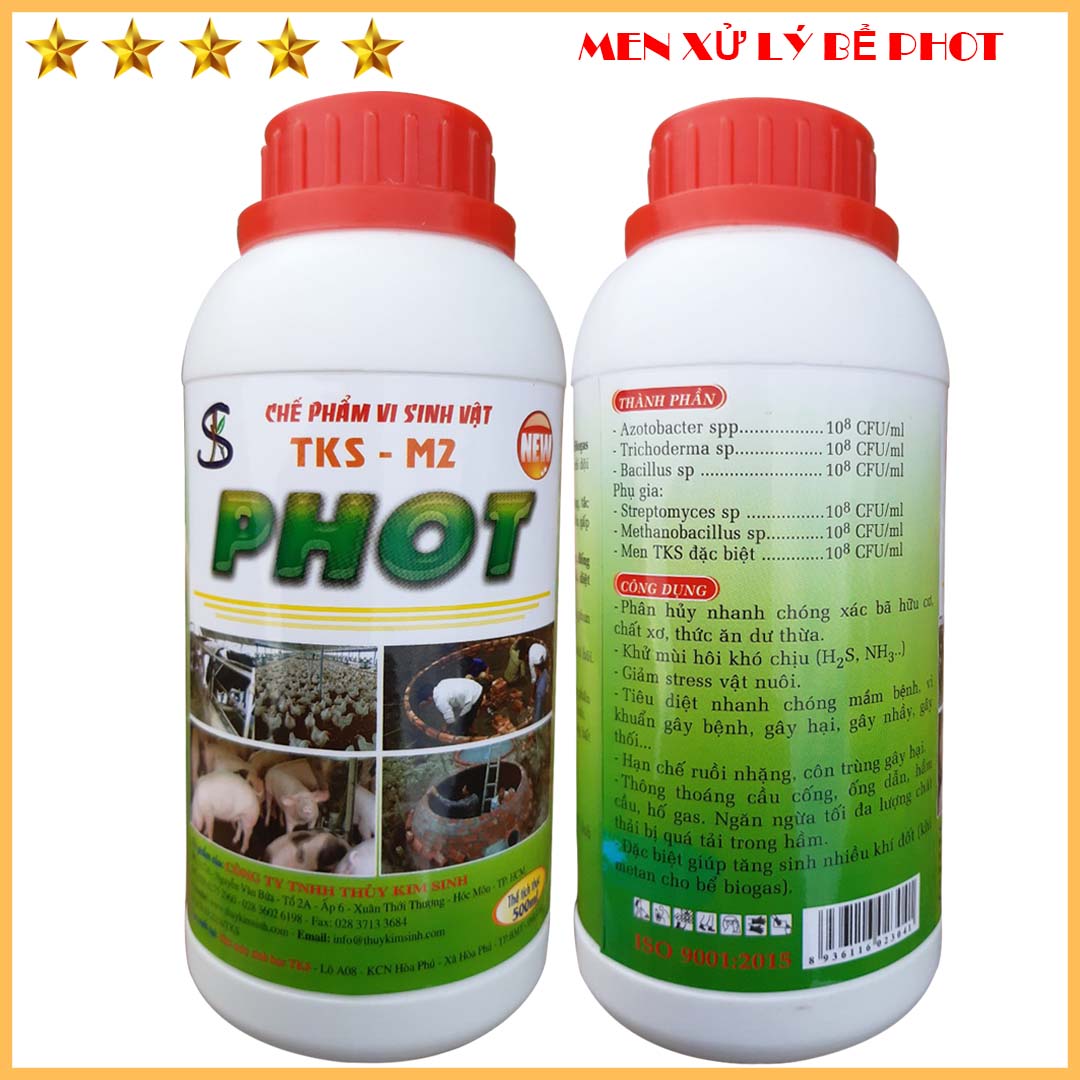 Men Vi Sinh Xử Lý Bể Phốt: Khử Mùi Hôi, Phân Hủy Hữu Cơ Chuồng Trại, Hầm Biogas - Chai 500ml