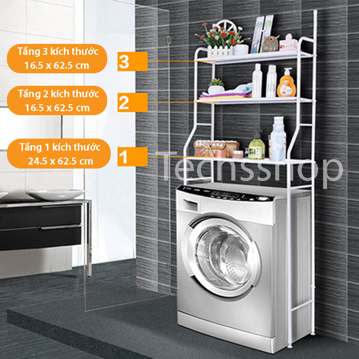 Kệ máy giặt 3 tầng đa năng tiết kiệm không gian - Kệ để trên bồn cầu nhà vệ sinh - Kệ để đồ dùng nhà tắm - Giá để dầu gội - Sữa tắm - Bột giặc - Sữa rửa mặt