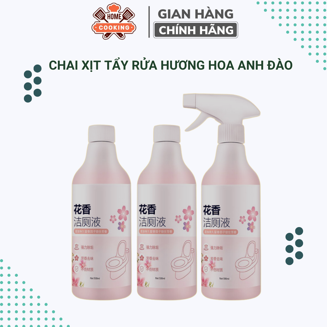 Chai xịt tẩy rửa bồn cầu nước hương hoa anh đào bình xịt vệ sinh nhà vệ sinh đa năng siêu sạch khử khuẩn 500ml