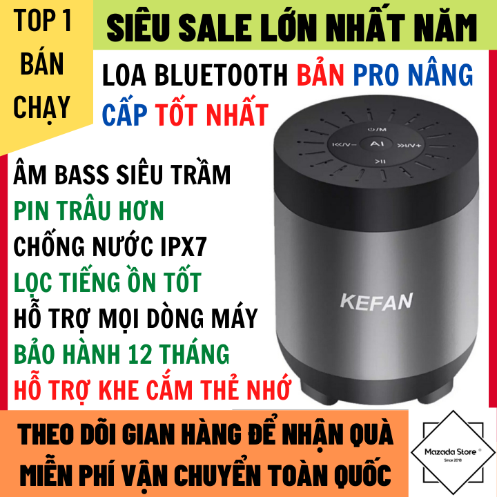 Loa Bluetooth, Loa Bluetooth Mini Kefan Phiên Bản Nâng Cấp Âm Bass Siêu Trầm, Chất Lượng Âm Thanh Đỉnh Cao, Kết Nối Ổn Định Hỗ Trợ Mọi Dòng Máy, Hỗ Trợ Thẻ Nhớ, Loa Bluetooth Không Dây