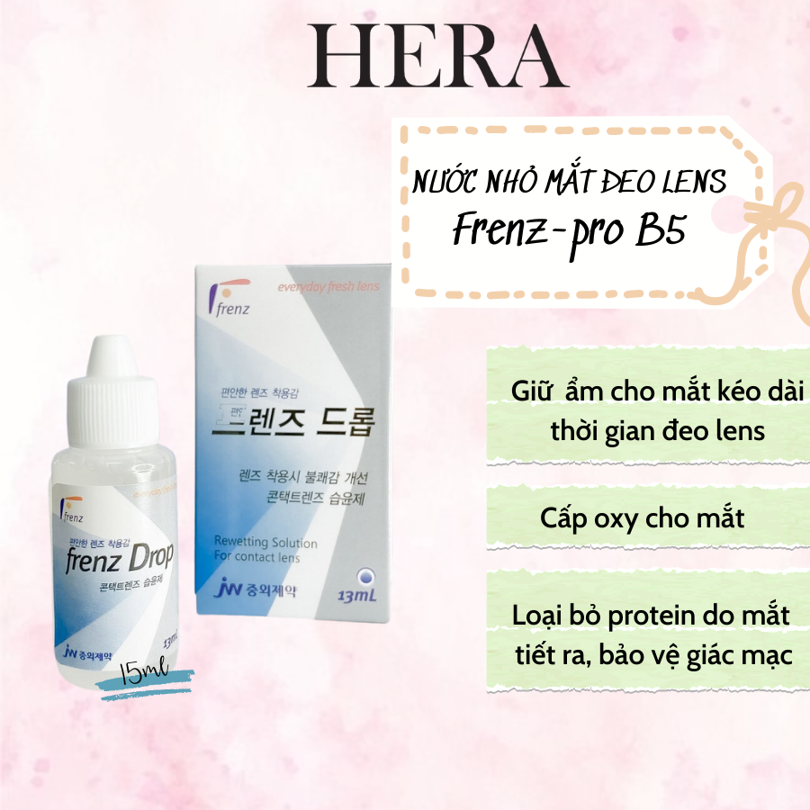 Nước nhỏ mắt lens frenzpro b5, nước mắt nhân tạo dùng cho kính áp tròng - hera lens