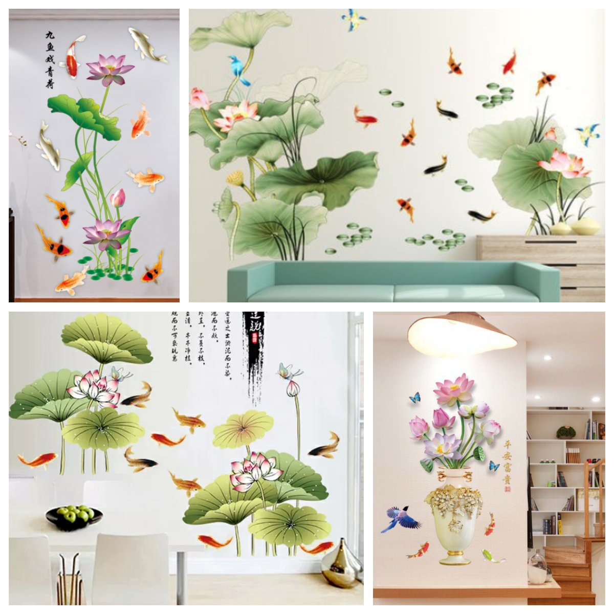 Decal dán tường HOA SEN  - Sang trọng - Thanh lịch - Ấn tượng CB06