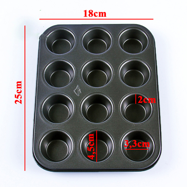 Khuôn cupcake 12 lỗ chống dính