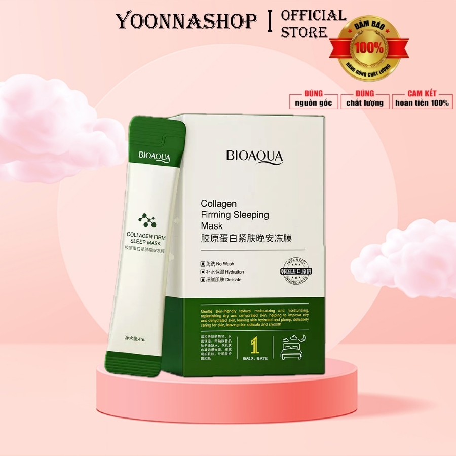 [HCM]COMBO 20 Gói Mặt Nạ Ngủ Thạch Collagen BIOAQUA - Nâng Cơ Căng Bóng Bổ Sung Collagen Cấp Nước Dưỡng Ẩm