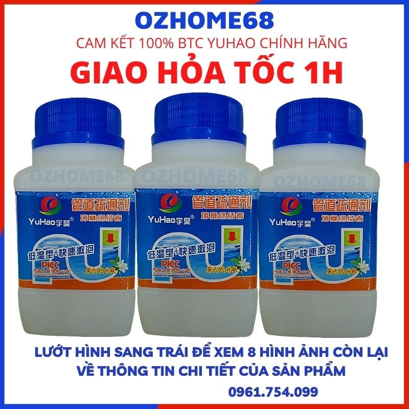 COMBO 2 HỘP, Bột thông cống Yuhao, bột thông cống sinh học, bột thông bồn cầu, thông lavabo, thông b