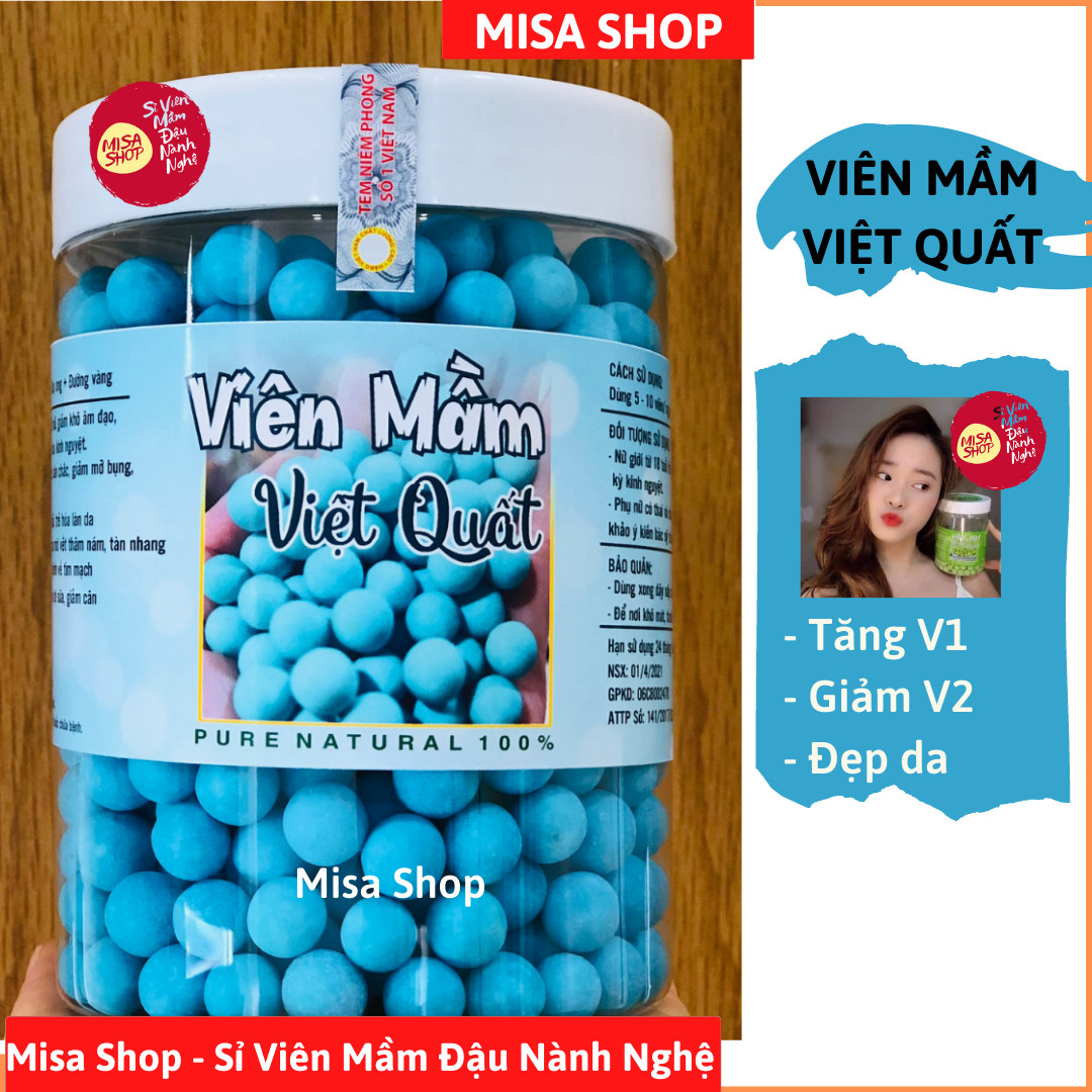 [MIỄN SHIP] Hộp 500gr viên mầm đậu nành Việt Quất, viên mầm việt quất (kẹo mầm) - Misa Shop