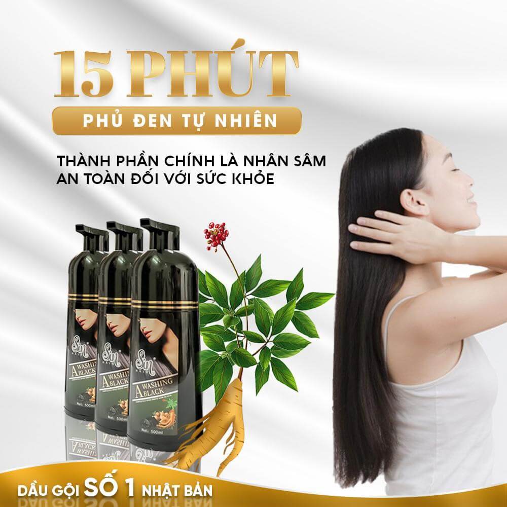 Dầu Gội Đầu Phủ Bạc Đen Tóc Sin Hair Nhật Bản [ 2 Màu Đen Và Nâu ]