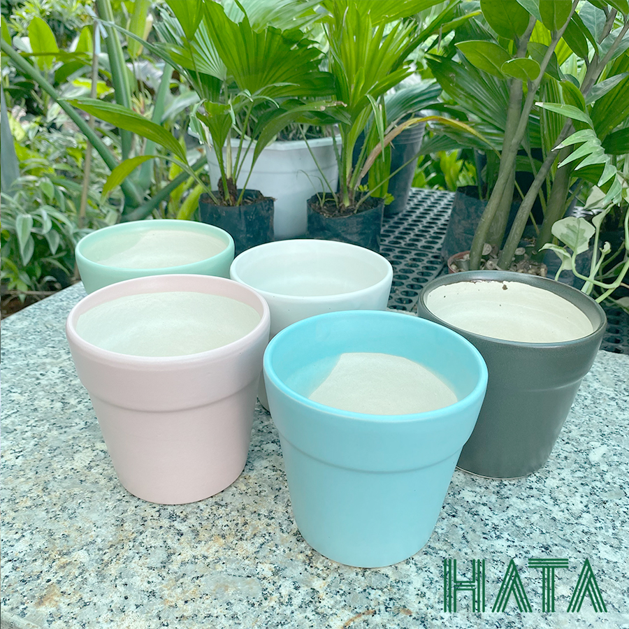 Chậu gốm sứ vành miệng lớn, nhò nhiều màu. Hatagarden