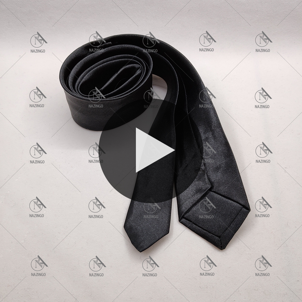 ( Loại may chỉ ẩn ) Cà vạt đen lụa Hàn Quốc bản nhỏ 5cm, cà vạt học sinh, cà vạt sinh viên