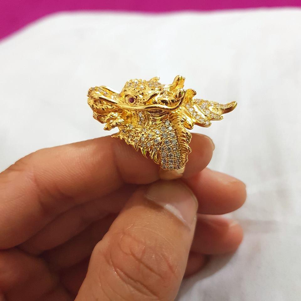 Nhẫn đầu rồng mạ vàng 24k
