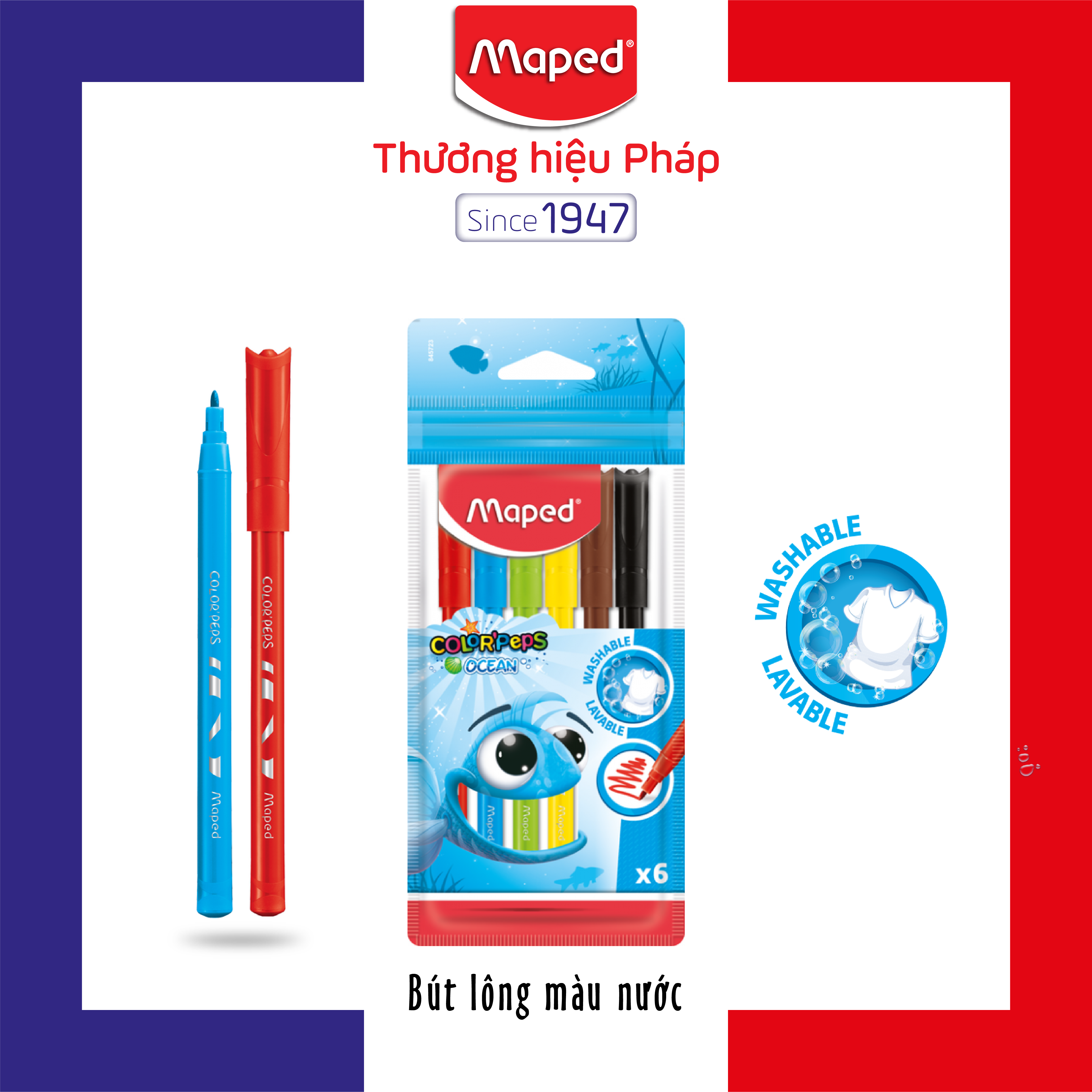 Maped - bút lông màu vẽ ocean - 6/12/24/36 màu/hộp