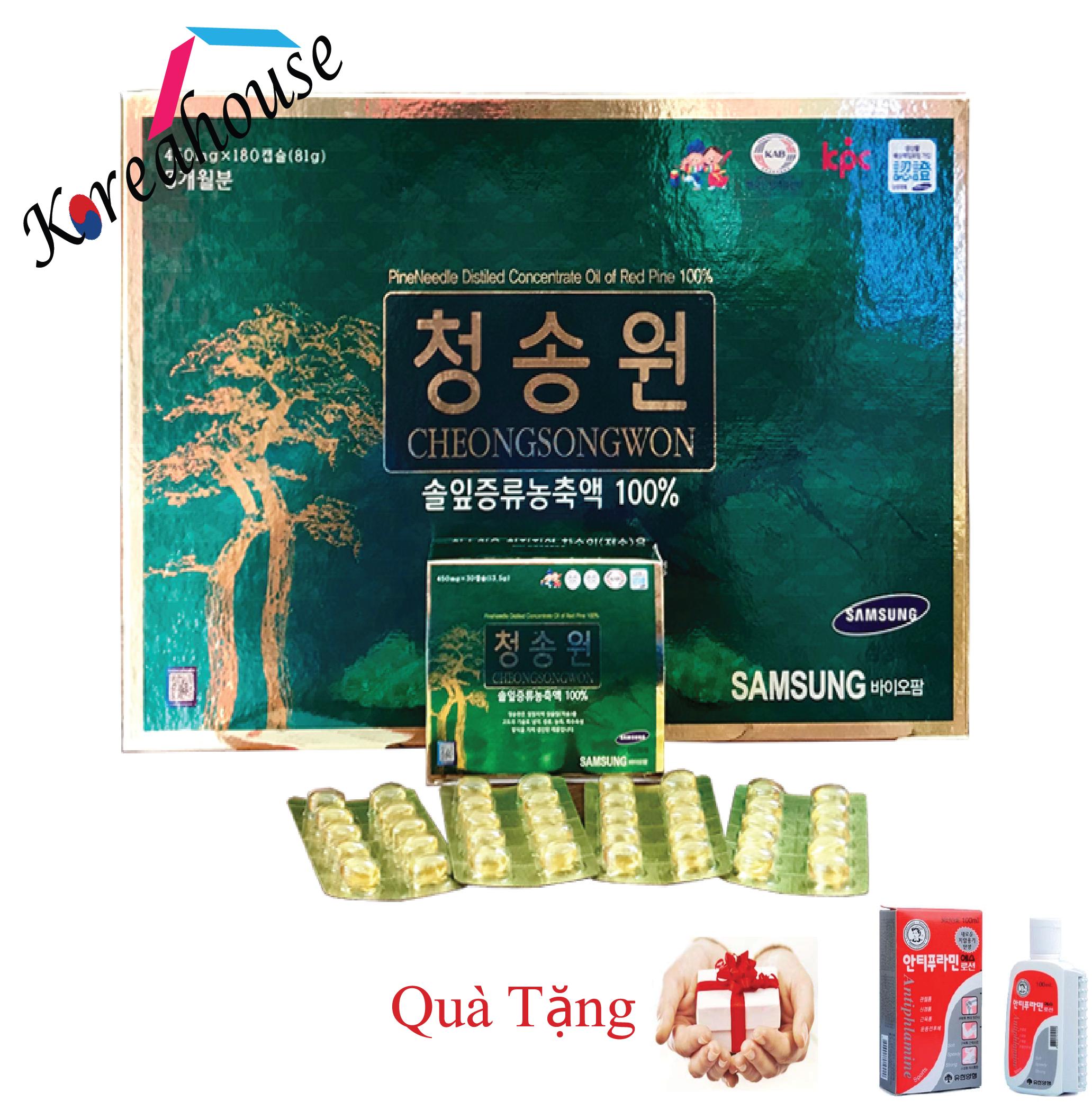 [HCM]Tinh dầu thông đỏ nội địa cao cấp Cheongsongwon Hàn Quốc hộp xanh 180 viên