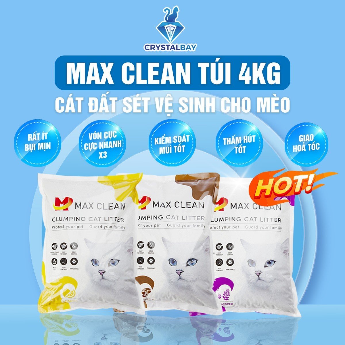 Cát vệ sinh cho mèo Max Clean cát đất sét cho mèo cát cho mèo giá rẻ