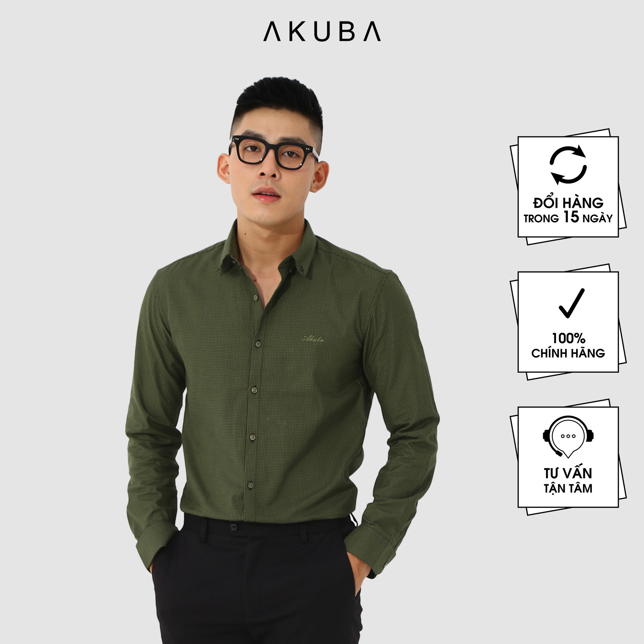 Áo sơ mi nam tay dài AKUBA chất liệu hoáng mát, co giãn tốt thấm hút mồ hôi tốt 02A918