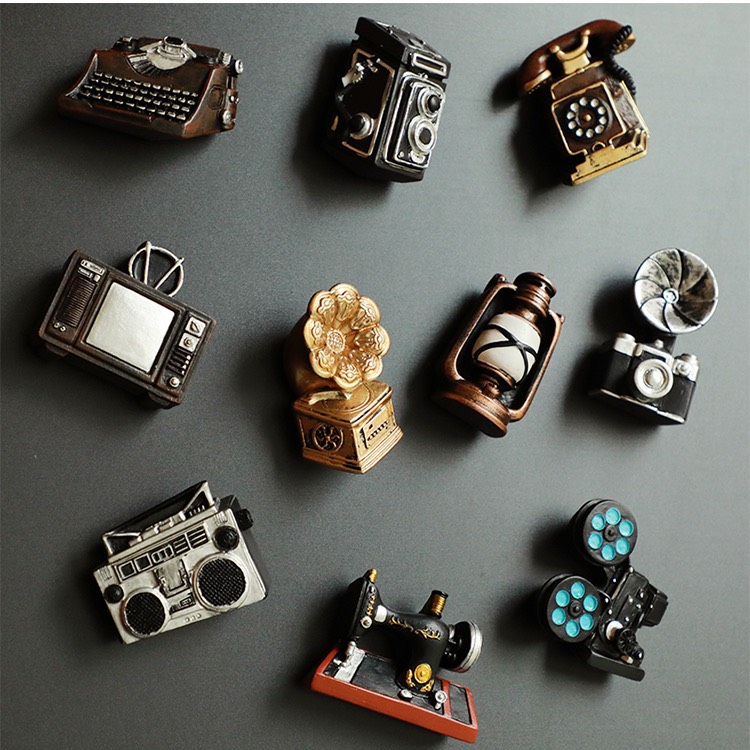 Nam châm hít dán dính trang trí tủ lạnh, tủ sắt, lò nướng, lò viba hình ảnh đồ dùng phong cách cổ điển