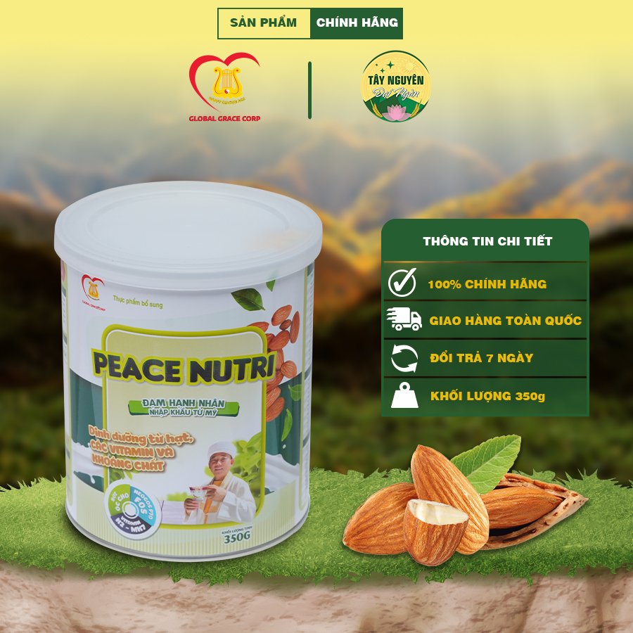 PEACE NUTRI - Sữa hạt đạm hạnh nhân nhập khẩu từ Mỹ lon 350g
