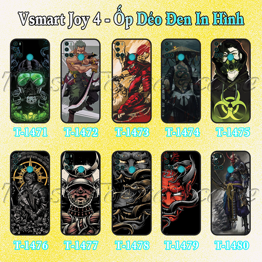 Ốp lưng Vsmart Joy 4 - Ốp dẻo đen in hình Anime Samurai cực ngầu