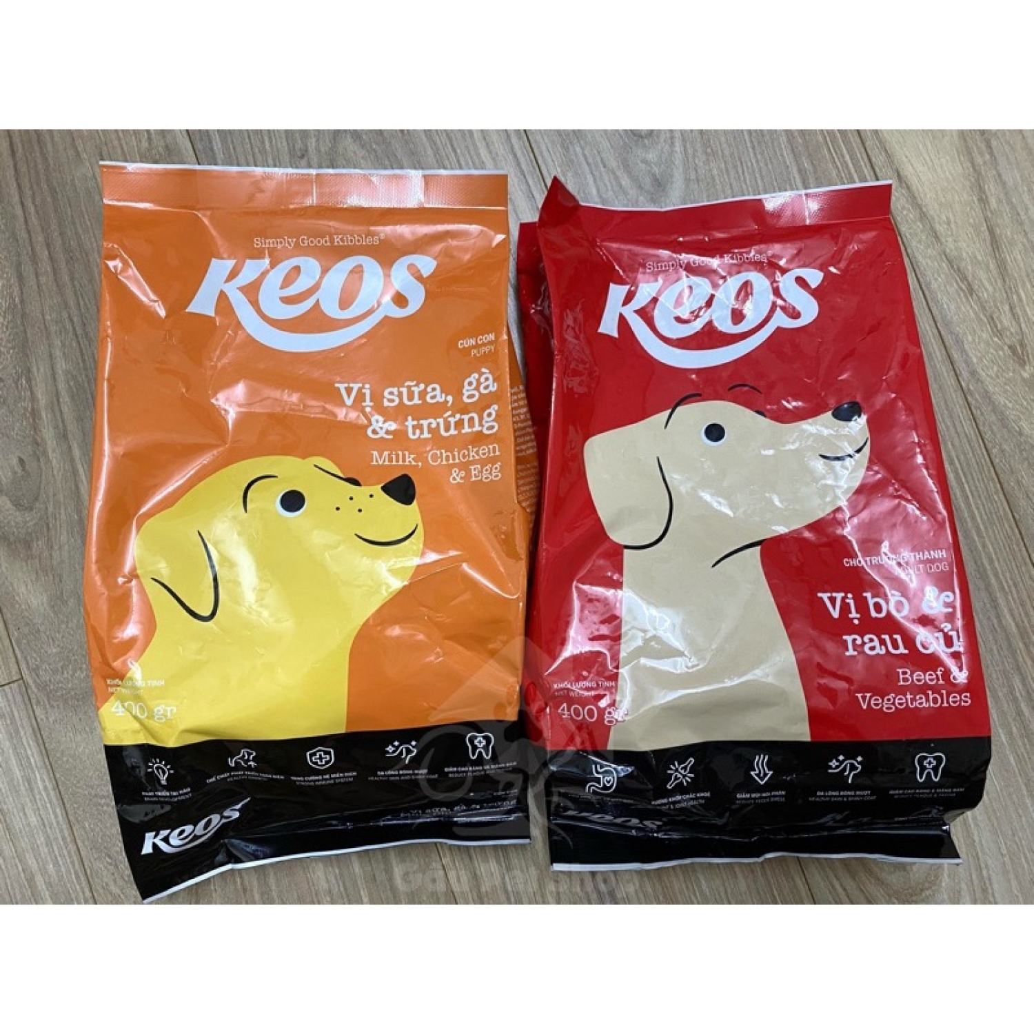 Thức ăn hạt cho chó KEOS gói 1.5kg 2 loại cho chó con và chó lớn - Cookie Pethouse