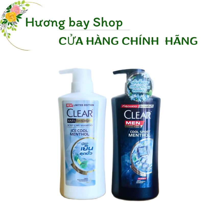 Dầu gội đầu Clear Men dầu gội clear Thái Lan bạc hà tươi mát trị gàu 400ml