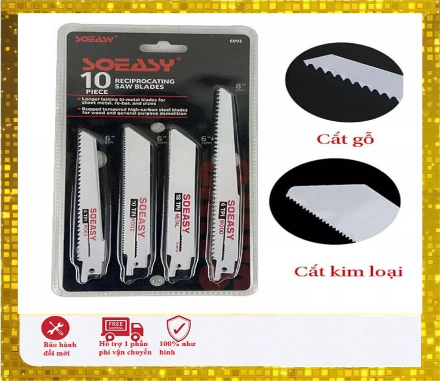 Bộ 10 lưỡi cưa kiếm SOEASY. Bộ lưỡi cưa cắt gỗ và kim loại 10 món