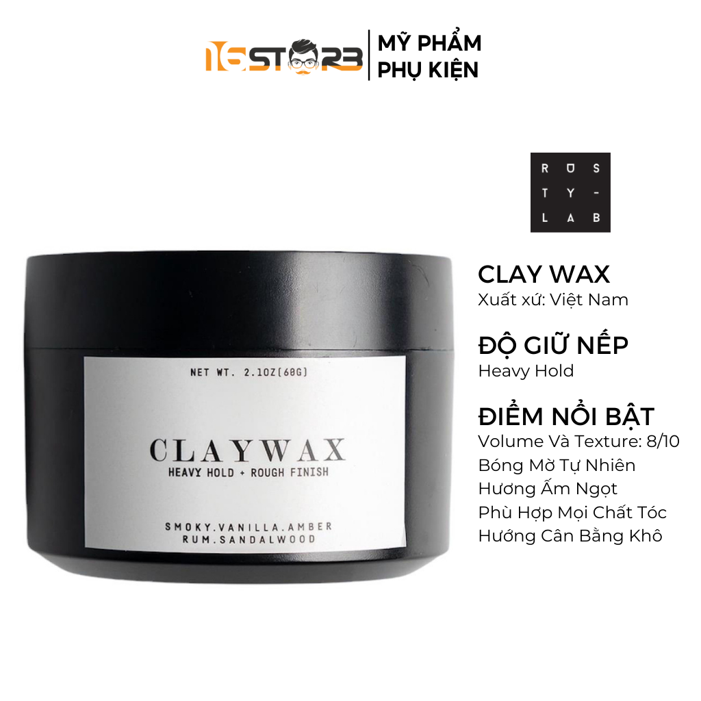 Sáp vuốt tóc nam clay wax 60g - rusty lab